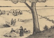 Sisters tending to the Irish immigrants on the shore of Lake Ontario during the 1847 typhus epidemic. Circa 1945. Courtesy of the Religious Hospitallers of Saint Joseph, St. Joseph Region Archives.