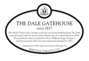 The Dale Gatehouse, circa 1877, Heritage Property plaque, 2022.