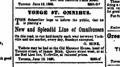 A newspaper ad for James Mink’s bus line, June 12, 1858. The Globe.