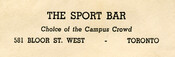 The Sport Bar company letterhead, circa 1940. Courtesy of the Mirvish family.