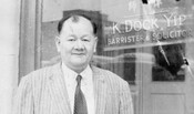 Kew Dock Yip (1906–2001) in front of his Elizabeth Street law office, 1960. Courtesy of the Yip family.