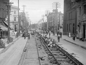 Laying streetcar track at Dundas and Keele Streets, 1912. City of Toronto Archives.