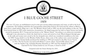1 Blue Goose Street, 1909, Heritage Property plaque, 2022.