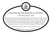 Craven Road House & Studio, 1994 (with studio, 2005), Heritage Property plaque, 2021.