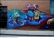 Public art mural in Chinatown Grange Place, mural by Aaron Li-Hill and Alexa Hatanaka, photo by Jim Allen, April 4, 2013, courtesy of City of Toronto Archives