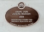 Shops for Joseph Watson, Heritage Property plaque.