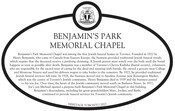 Benjamin's Park Memorial Chapel, Commemorative plaque, 2023.