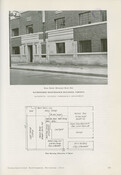 Two images from Construction Magazine, Oct. 1933. The top image is black and white showing the Richmond West Street side of the building. The bottom image is an annotated floorplan of the interior wor