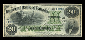 Imperial Bank of Canada $20 bill, 1876. National Currency Collection - Bank of Canada Museum.