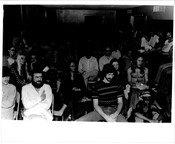General Meeting,  Rochdale College, 341 Bloor Street W., 1971. Image courtesy of Theatre Passe Muraille Archives.