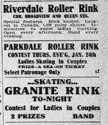 Roller rink advertisements in The Toronto Star, January 23, 1907
