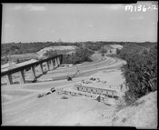 The construction of a section of the Don Valley Parkway north of the Prince Edward Viaduct in 1959.