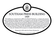 Southam Press Building Heritage Property Plaque