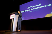 Mayor Olivia Chow speaking at the Heritage Toronto Awards, October 30, 2023. Image by Herman Custodio.