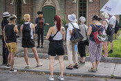 Tour participants at the Enoch Turner Schoolhouse, Being Black on King, July 22, 2023. Image by Johnny Wu.