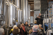 Tour participants at the Junction Craft Beverage Co., 150 Symes Road, October 14, 2023. Image by Johnny Wu.