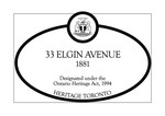 33 Elgin Avenue Heritage Property Plaque, 2006