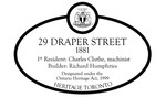 29 Draper Street Heritage Property Plaque, 2007
