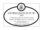 650 Wellington St. W. Heritage Property Plaque, 2008