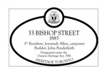 33 Bishop Street Heritage Property Plaque, 2008