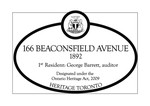 166 Beaconsfield Avenue Heritage Property Plaque, 2009