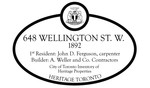 648 Wellington St. W. Heritage Property Plaque, 2010