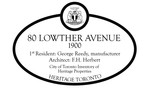 80 Lowther Avenue Heritage Property Plaque, 2011