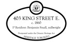 403 King Street E Heritage Property Plaque, 2012