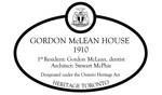 Gordon McLean House 1910 Heritage Property Plaque, 2014