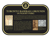 Toronto Baseball Grounds (Sunlight Park) Commemorative Plaque, 2015