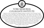 York Memorial Collegiate Institute Commemorative Plaque, 2015