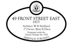49 Front Street East 1873 Heritage Property Plaque, 2015