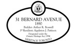 31 Bernard Heritage Property Plaque, 2016
