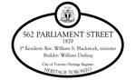 562 Parliament Street Heritage Property Plaque, 2017