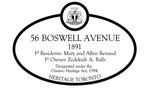 56 Boswell Avenue Heritage Property Plaque, 2017