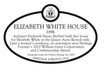 Elizabeth White House Heritage Property Plaque, 2016