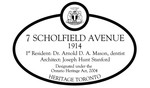 7 Scholfield Avenue 1917 Heritage Property Plaque, 2016