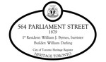 564 Parliament Street Heritage Property Plaque, 2017
