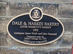 Dale & Harkes Bakery Heritage Property Plaque, 2018.
