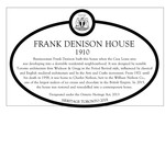 Frank Denison House, Heritage Property plaque, 2018.