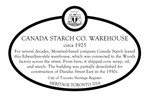 Canada Starch Co. Warehouse, Heritage Property plaque, 2018.