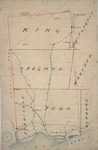 Original plan of the Toronto Purchase (1787-1805), outlined in red ink, 1911. Image: Toronto Public Library