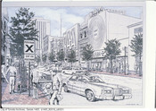 Artist's conception of Yonge Street looking north from Gould Street, circa 1980. Courtesy of City of Toronto Archives.