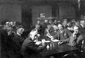 'Group of Seven' artists, Arts and Letters Club luncheon, 1920, Toronto. Image: Archives of Ontario