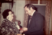 Mary Two-Axe Earley and The Right Honourable Edward Schreyer, Governor General's Awards, Ottawa, October 17, 1979. Image: Library and Archives Canada