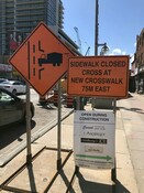 Construction signs, Eglinton Ave. West, Toronto, September 3, 2020.
