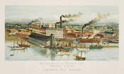 Lithograph of the Gooderham and Worts Distillery, Toronto, 1896. Image: Toronto Public Library