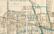 Detail from the "Belt Line Map Showing Northern Suburbs of Toronto" map, showing the Junction area, 1890. Toronto Public Library.