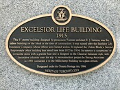 Excelsior Life Building Heritage Property Plaque, 2019. 