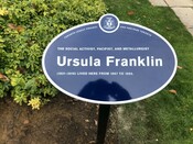 Ursula Franklin Legacy Plaque, 2019.